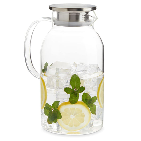 Okuna Outpost Glass Pitcher with Lid for Guests - 2.0-Liter (68 oz), Clear - Heat-Resistant Beverage Dispenser with Spout - Water & Iced Tea Pitcher - Kitchen & Refrigerator Organization - image 1