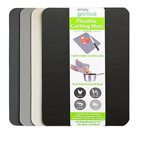 Simply Genius Rectangular Cutting Board Set - Color-Coded Cutting Mats for Kitchen - Dishwasher-Safe Plastic Chopping Board - Pack of 4, 8 x 11 in, Light Gray - image 1