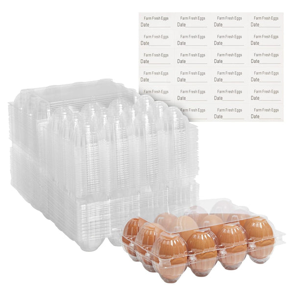 Stockroom Plus Clear Plastic Egg Cartons - Clear Containers with Date Labels - Bulk Egg Storage Set - Reusable Storage Containers - 12-Count, Pack of 48 - image 1