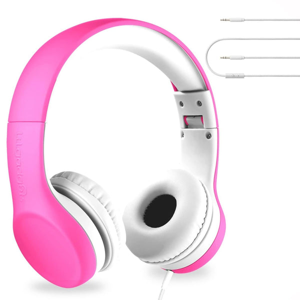 LilGadgets Connect+ Foldable Headphones, Adjustable Fit Soft Touch Padding for Kids with Mic, Volume-Limited & Noise Reduction On-Ear Wired Headset for School with SharePort - Pink, Ages 3-14 - image 1
