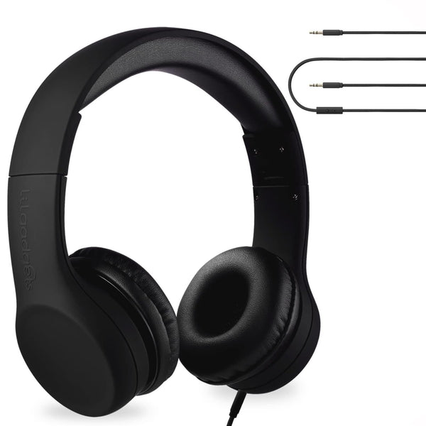 LilGadgets Connect+ Foldable Headphones, Adjustable Fit Soft Touch Padding for Kids with Mic, Volume-Limited & Noise Reduction On-Ear Wired Headset for School with SharePort - Black, Ages 3-14 - image 1