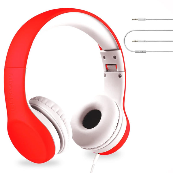 LilGadgets Connect+ Foldable Headphones, Adjustable Fit Soft Touch Padding for Kids with Mic, Volume-Limited & Noise Reduction On-Ear Wired Headset for School with SharePort - Red, Ages 3-14 - image 1