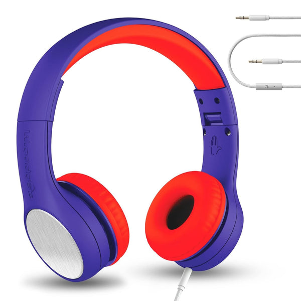 LilGadgets Connect+ Style On-Ear Kids Headphones with Microphone - SharePort Technology, SoftTouch Padding, Detachable Cable, Noise Reduction, Durable & Adjustable - Blue/Red Headphones for Kids - image 1
