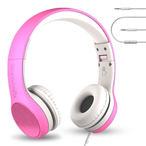 LilGadgets Connect+ Style On-Ear Kids Headphones with Microphone - SharePort Technology, SoftTouch Padding, Detachable Cable, Volume Limiting, Durable & Adjustable - Pink - image 1