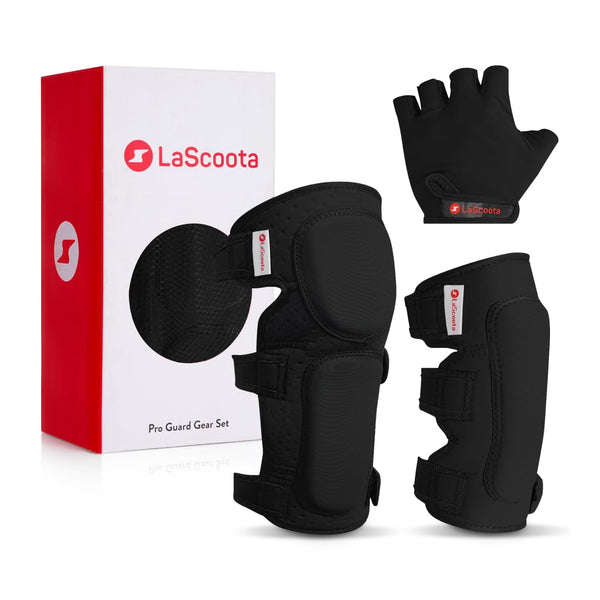 Lascoota Roller Skate Knee & Elbow Pads & Gloves Set - Medium, Black, 7-Piece - Kid Scooter & Kid Roller Skate Protective Gear - Skateboard Knee Pads - image 1