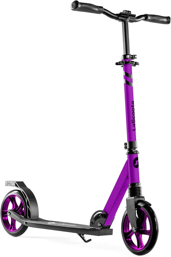 LaScoota Kick Scooter for Adults & Teens - For Youth 8 Years and Up and Men & Women - Lightweight Foldable Adult Scooter with Large Sturdy Wheels 220lbs (Teen, Purple) - image 1
