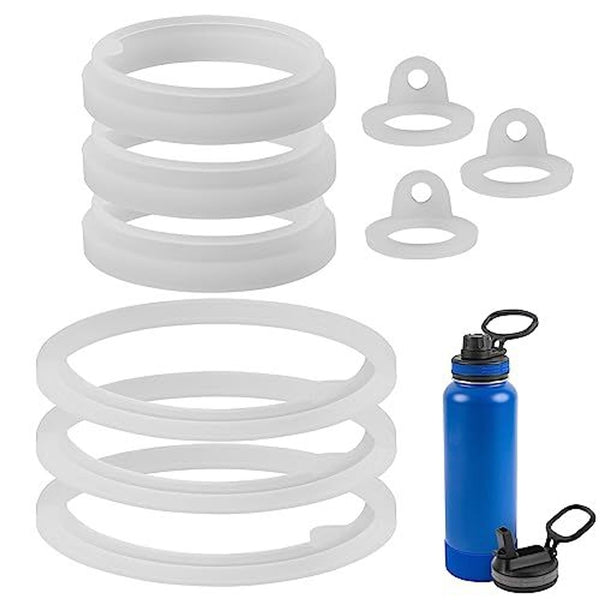 Impresa Water Bottle Gasket Replacement Set - 9-Pack, Compatible with Thermoflask 24/32/40/64 oz Bottles - Thermo Flask Rubber Seal & Wide Mouth Chug/Spout Lid - image 1