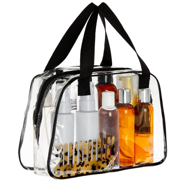 Zodaca Clear Stadium Bag - Quick Security Clear Bag for Stadium Events & Concerts - Waterproof PVC Transparent Travel Pouch for Toiletries - Secure Zipper Closure - 11 x 4 x 7 in, Transparent - image 1
