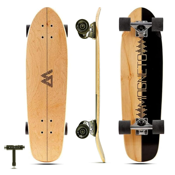 Magneto Mini Cruiser Skateboard - 7-Ply Maple Deck Mini Cruiser Board - Smooth Aluminum Trucks & PU Wheels All Road Skateboard - Double Kicktail Tricks Ready Short Longboards - 27.5" x 7.5" - image 1