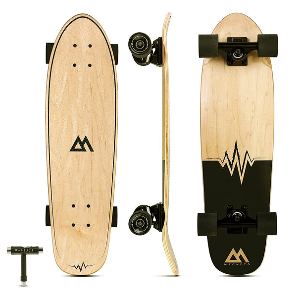 Magneto Mini Cruiser Skateboard - Smooth Ride with Longboard Wheels - Trick-Ready Double Kicktail for Skateboarding - Kids Cruiser Board with Durable 8-Ply Maple Deck - 27.5" x 7.5", Heart Beat - image 1