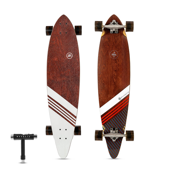 Magneto Bamboo Longboard Skateboard - 40 in, Pintail Stinger - Cruiser Board & Longboard Deck - Surfboard Traction, 70mm 78A Wheels - Includes Skateboard Tool - image 1
