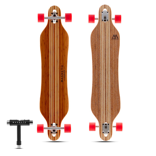 Magneto Cruiser Longboard - 8-Ply Maple Longboard Deck & 70mm Wheels for Smooth Ride - Skate Tool Included for Easy Tuning - Trick Skateboard Ready - 42 x 9.5 in, Maple Wood - Big Kid to Adult - image 1
