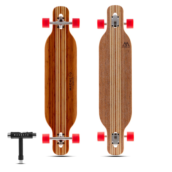 Magneto Longboard Cruiser Skateboard - 70mm 78A Cruiser Wheels for Smooth Riding - Drop-Through Long Boards Design for Stability - Easy Adjustments with Skate Tool - Brown 42in x 9.5in 8-Ply Maple - image 1
