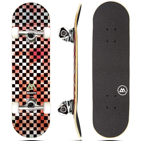 Magneto Cruiser Skateboard - Kid Skateboard for Beginners & Teens - 9-Ply Maple Deck - Double Kick Concave & ABEC-5 Bearings - 27.5 x 7.75 in, Red Tie Dye - image 1