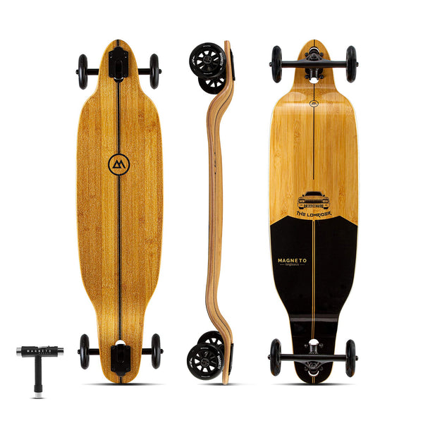 Magneto Drop-Through Longboard Skateboard - 8-Ply Maple Deck Adult Longboard - 100mm All-Terrain Wheels Off-Road Skateboard - Low-Rider Deck Cruiser Board Maneuverability - 40 in x 9.25 in, Wood - image 1