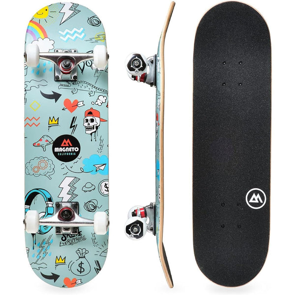 Magneto Complete Skateboard Cruiser - Trick-Ready Skateboard for Kids 6-8 - 27.5 in x 7.75 in, 7-Ply Maple, Mashup - image 1