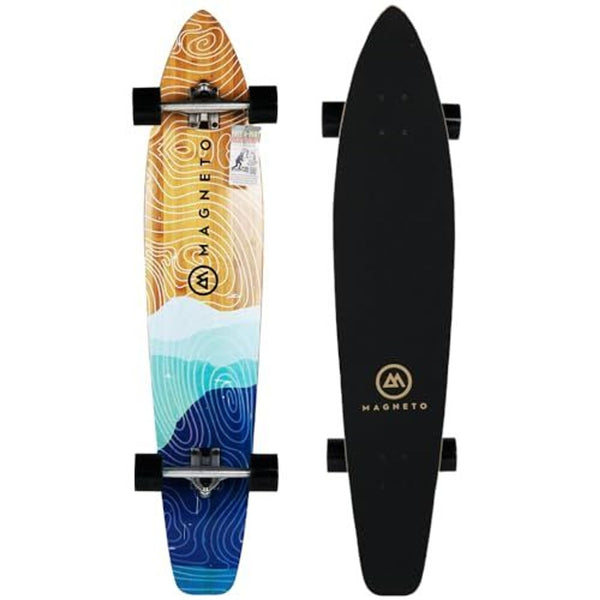 Magneto 44-in Kicktail Cruiser Longboard Skateboard - Smooth Cruising with 70mm 80A Wheels - Durable Bamboo & Maple Deck - Kicktail for Commuting & Carving - 44 in x 9 in, Mountains - image 1