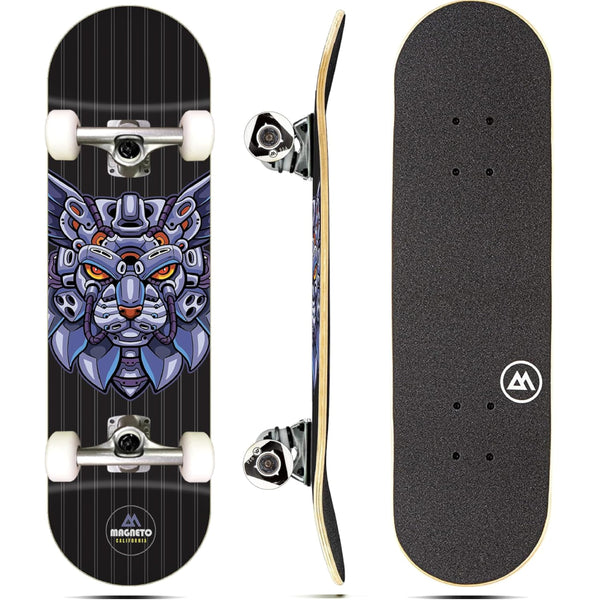 Magneto Cruiser Skateboard - Double Kicktail Trick Board - Kid Skateboard for Beginners - Mini Cruiser Board for Teens & Adults - 27.5 x 7.75 in, Purple Cat - image 1