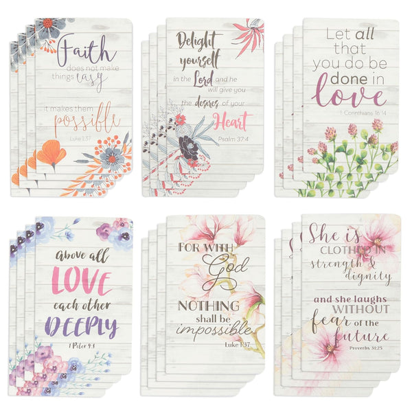Juvale Prayer Journals for Women – 5x8" Christian Notebooks with Floral Design, 80 Pages Each, Featuring Inspirational Bible Verses and Scripture, Perfect for Personal Reflection or Gifts - 12-Pack - image 1