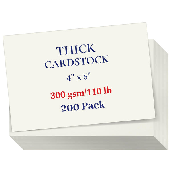 Ivory Cardstock 4x6 Inch 200 Pack – Heavyweight 300gsm (110 lb) Blank Index Cards for Crafts, DIY Invitations, Greeting Cards, and Printer Use – Smooth Matte Finish Small Card Stock for Projects - image 1