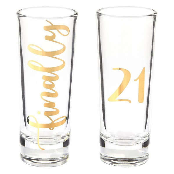 Blue Panda Novelty Shot Glasses for 21st Birthday Party, Finally 21 (2 oz, 2 Pack) - image 1
