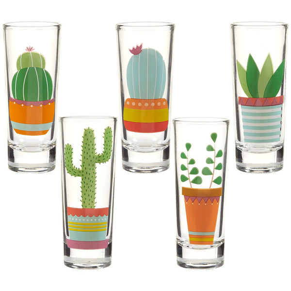 BLUE PANDA Shot Glasses Cactus Design - 5-Pack, 2 Oz, Multicolor - Tequila Shot Glasses for Whiskey - image 1