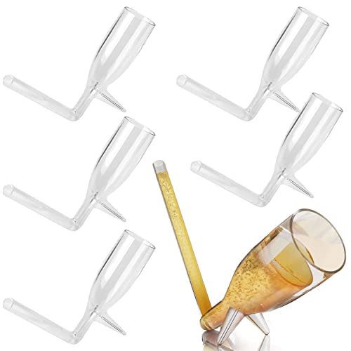 IMPRESA Mini Champagne Shooter Glasses - Reusable Plastic Champagne Shooter Set & Built-In Stands for Party Favor Pack, Bachelorette & Bridal Shower - 6 Count, Clear, Modern - image 1