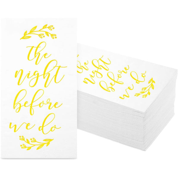 Sparkle and Bash The Night Before Napkins for Wedding Rehearsal Dinner - 4 x 8 in, 3-Ply White Paper with Gold Foil, Pack of 100 - Disposable for Luncheon & Cocktail - image 1