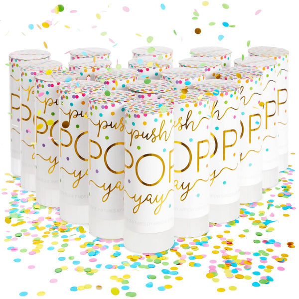 Sparkle and Bash Confetti Poppers 20 Pack Rainbow Shakers - Multicolor Mini Poppers 1.5in x 4.3in - Push Pop Design Bulk Mini Confetti Cannons - image 1