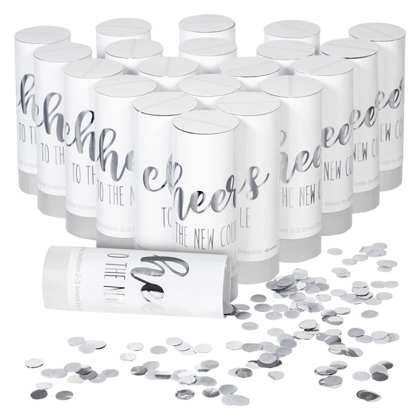 Sparkle and Bash Wedding Confetti Wands - 1.5 x 4.2 In, 20 Pack, Silver & White - Metallic Foil Dispenser for Send Off, Bridal Shower, Reception & Engagement Party - image 1