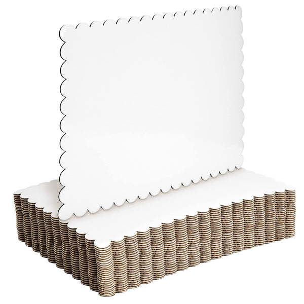 Sparkle and Bash Cake Board Rectangle - 14 x 10 In, White Foil, Pack of 25 - Scalloped Edge Sturdy Paper Base for Desserts & Cupcakes - Quarter Sheet Cake Boards - image 1
