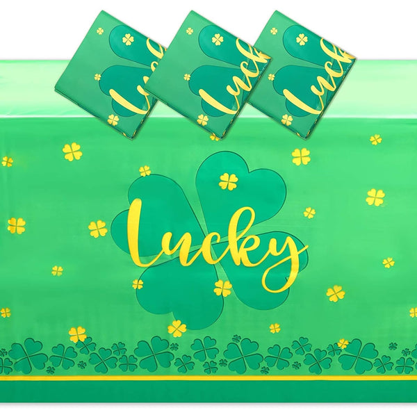 Sparkle and Bash Irish Disposable Tablecloth - 54 x 108 in, Green, 3-Pack - Plastic Party Tablecloth for Party Decor & Table Cover - image 1