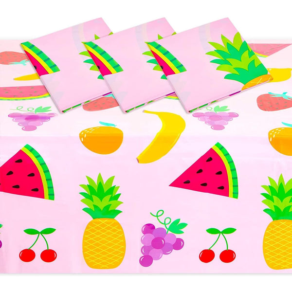 Tablecloth for Two-tti Frutti 2nd Birthday Party Decorations (Pink, 54 x 108 In, 3 Pack) - image 1