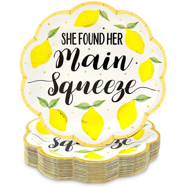 48-Pack Lemon Party Plates, She Found Her Main Squeeze (9 in) - image 1