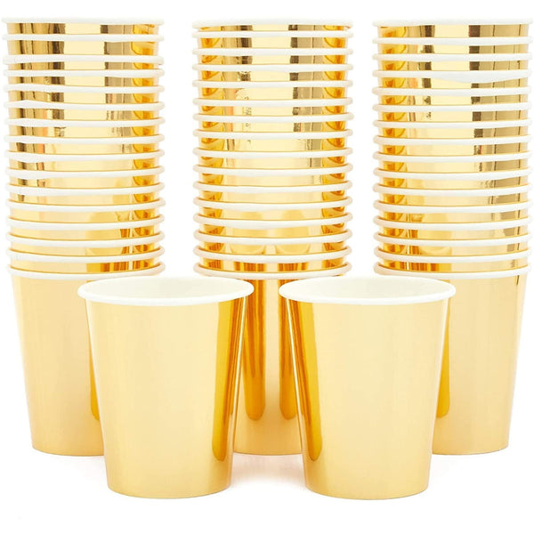 50 Pack 9oz Gold Party Disposable Cups for Hot Drinks, Party Supplies, Weddings, Bridal Showers - image 1