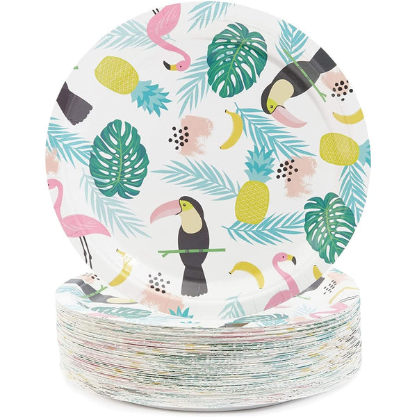Sparkle and Bash Tropical Paper Plates - 9-Inch, 80 Count, Multicolor - Sturdy Dinner & Dessert Plates for Luau, Hawaiian & Birthday Parties - image 1