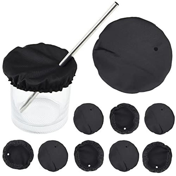 IMPRESA [10-Pack] Reusable Drink Covers for Alcohol Protection - Fabric Drink Protector for Men & Women - Wine Glass Covers to Prevent Drink Spiking - Black Cup Covers For Drinks - for Glasses - image 1