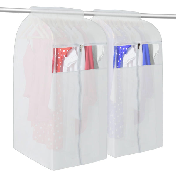 Stockroom Plus 2 Pack Zippered Garment Bags for Hanging Clothes, White Dry Cleaning Bags for Closet Storage (20 x 24 x 54 In) - image 1