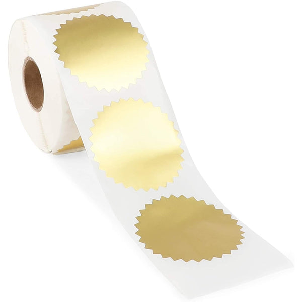 Stockroom Plus Round Gold Seal Sticker Roll - 500 Count Envelope Sealer for Invitations & Greeting Cards - Circle Sticker Labels - 2 in - image 1