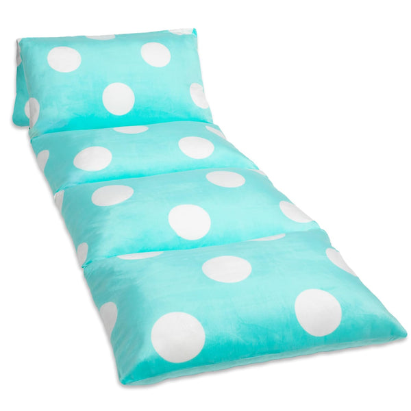 Butterfly Craze Rectangular Floor Pillow Cover - Convertible Lounge Seat & Floor Cushions for Adults - Travel-Friendly Guest Bed & Sleeping Pad - Queen, Aqua Polka Dot - image 1