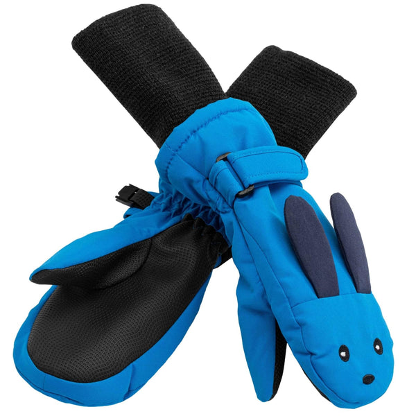 Maplefield Baby Snow Mittens - Waterproof Snow Mittens with Bunny Pattern - Thinsulate Insulation & Long Cuff for Warmth - Secure Adjustable-Strap Toddler Glove with Textured Grip - X-Small, Bunny - image 1