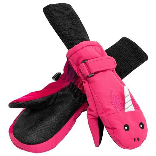 Maplefield Baby Snow Mittens - Waterproof Insulated Snow Mitten - Warm Extended-Cuff Gloves - Secure Adjustable-Strap Waterproof Gloves - X-Small, Unicorn - image 1
