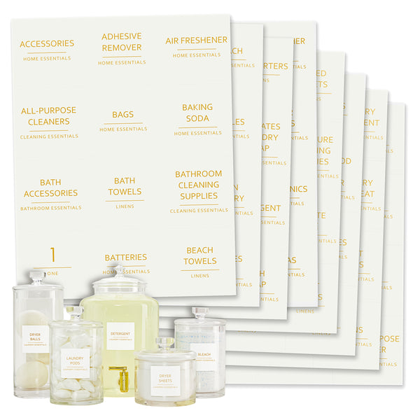 Talented Kitchen Laundry Label Set - Waterproof Gold Cleaning Labels - Space-Saving Laundry Room Organization - Pack of 144, 2.5" Square, Gold on White Matte - image 1