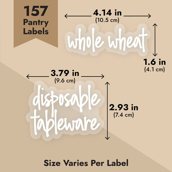 Talented Kitchen Script Pantry Labels - Water-Resistant Reusable Stickers for Pantry Organization - Clear Flour Sugar Stickers - Peel & Stick Spice Jar Labels - 1"-1.5", Laminated Vinyl, 157 Count - image 1