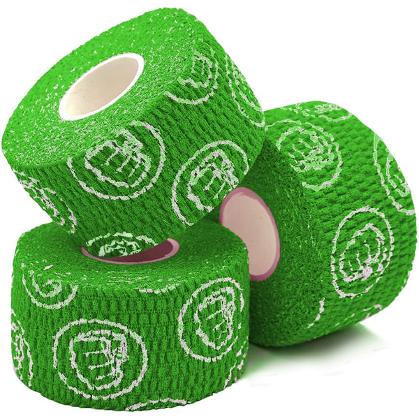 Weightlifting Hook Grip Athletic Tape, Flexible Fabric Thumb & Finger Tape - Easy-Tear, Sweat-Proof, Durable Strips for Powerlifting & Gym, 3-Pack (23 ft Rolls) - Green - image 1