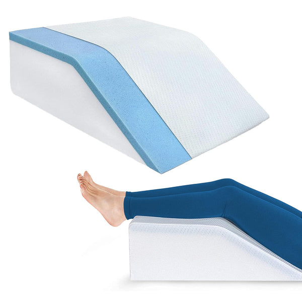 Abco Tech Leg Elevation Pillow w/Foam Top (Cooling Gel) - Leg Wedge Pillow for Legs, Leg Wedges for Elevation, Leg Rest Relieves Back/Hip/Knee Pain, Leg Elevation Pillows for Swelling, Washable Cover - image 1