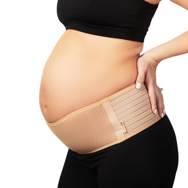 AZMED Maternity Belt Back Support - Adjustable Abdominal Binder for Pregnancy - Belly Band for Pelvic, Waist & Lower Back Comfort - Fits Up to 46 Inches - Beige - image 1