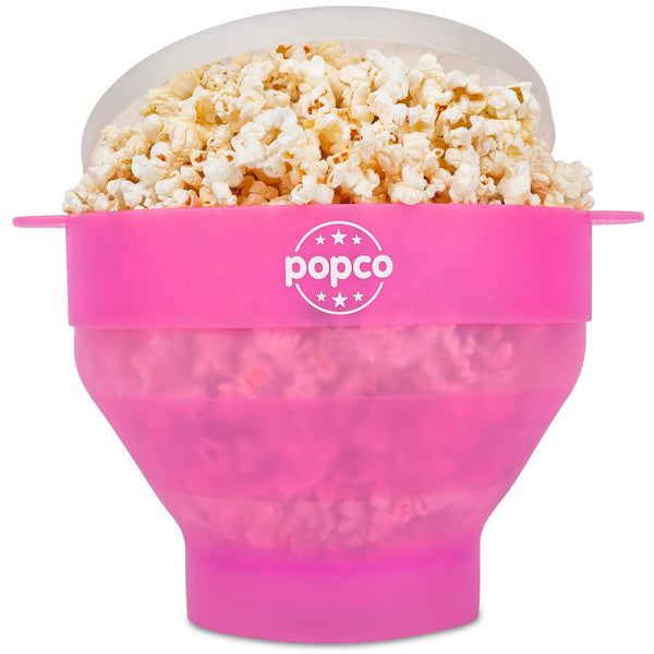 Hotpop Silicone Popcorn Popper - Large Microwave Corn Popper with Handles - Dishwasher Safe Silicone Popcorn Bowl - Ideal for Quick Snacks - Transparent Pink - image 1
