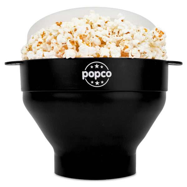 Popco Silicone Popcorn Maker - Microwave Popcorn Popper with Handles - Collapsible Bowl, Heat-Resistant, Easy to Clean, Ideal for Family Movie Nights, 15-Cup Capacity - Black - image 1