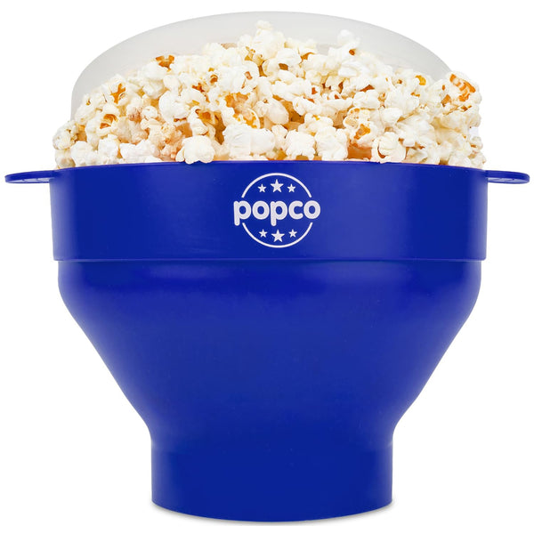 POPCO Silicone Microwave Popcorn Popper with Handles - Popcorn Maker - Pop Corn Microwave Popper - Collapsible Bowl - Dishwasher Safe - 15 Colors Available (Blue) - image 1